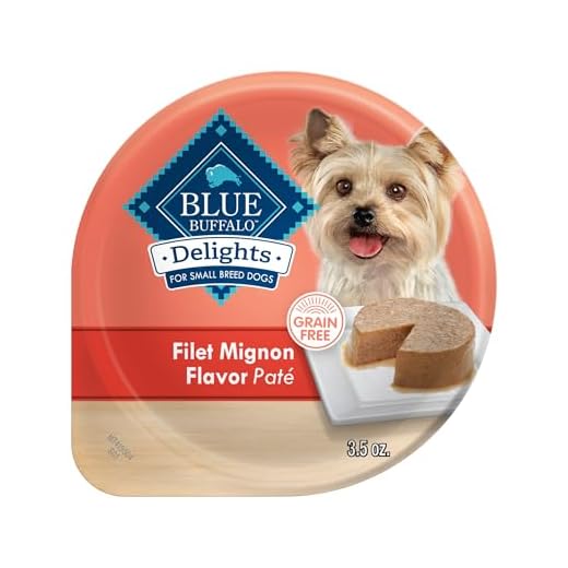 Blue Buffalo Delights Natural Adult Small Breed Wet Dog Food Cups, Pate Style, Filet Mignon Flavor in Savory Juice 3.5-oz (Pack of 12)