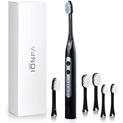 IONIC KISS IONPA DH Home Black Special Bundle Ionic Power Electric Toothbrush Black, 2×Regular, 2×Wide, 2×Compact Brush Heads, Made in Japan, DH-311 BK Cover