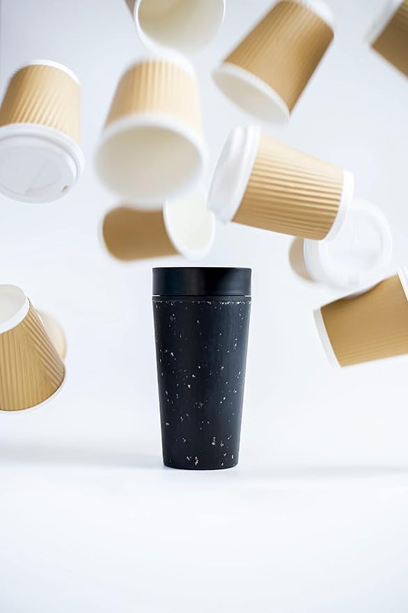 Circular & Co Reusable Coffee Cup – 12oz Leakproof Travel Mug Made From Recycled Cups, Insulated & Dishwasher Safe-696096