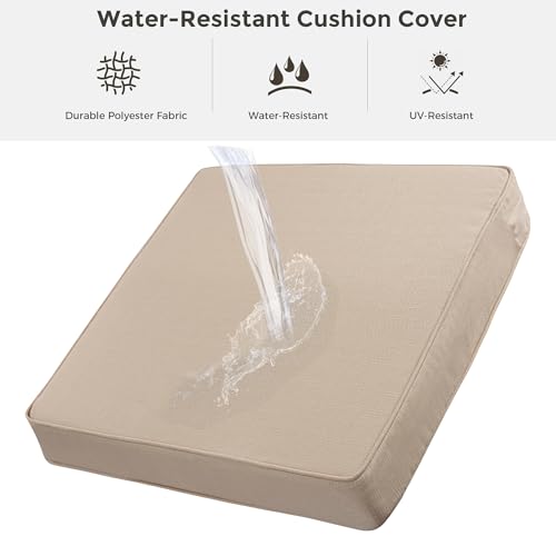 FUNHOME Outdoor Seat Cushion Set 24"x24"x4",Water-Resistant,Reversable Patio Chair Cushion,24 Inch Seat Pads,Fade-Resistant Cushion for Deep Seat Chair,Indoor Sofa Couch(Antique Beige) by FUNHOME - Used condition - Image 5