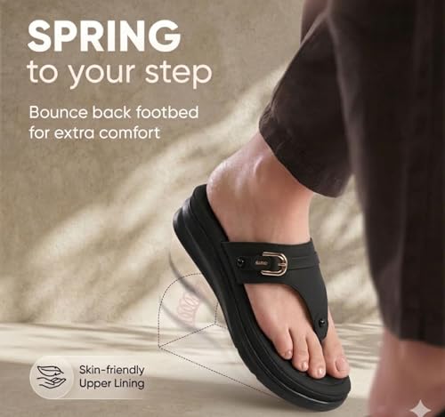 Image of Carrito, Women Wedge Heels Thong Sandals| Comfortable Flats Sandals | Comfort Orthopaedic Sandals for Women| Doctor Slippers /Flip-Flops | Arch Support & Heel Cushion | Lightweight Anti-Skid Sole | Ultra-Cushioned Shock Absorbing Footbed | Available in Open Toe & Toe Separator Style