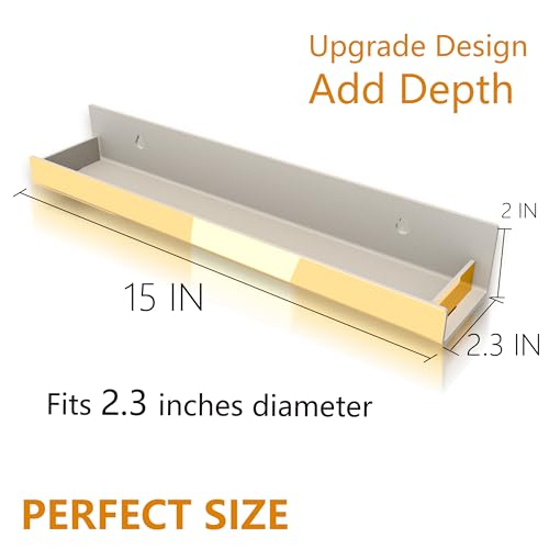 Image of 4 Pack 15 Inch Gold Reflective Acrylic Shelves, Gold Foating Shelves, Modern Sunglasses Essential Oil Picture Ledge Display Toy Storage Shelf