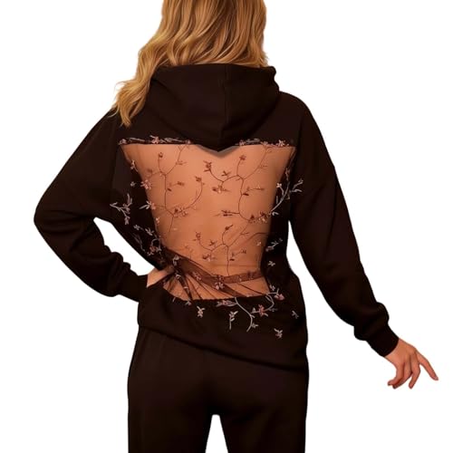 Sweat à capuche avec dos ouvert et insert transparent géométrique chic