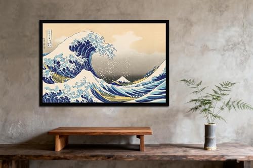葛饰北斋 富士三十六景 神奈川冲浪里 ポスター部屋飾り キャンバスウォールアート 印刷版画 壁飾り 壁掛け インテリア 40x30cm 木枠付きの完成品 [4]
