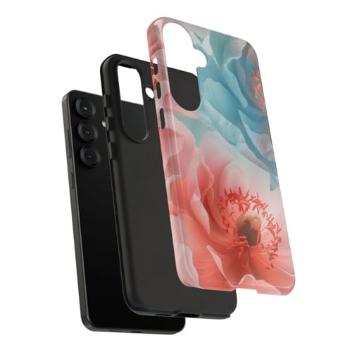 Coque Samsung S25 Plus rigide brillante motif floral rose bleu antichoc - 4