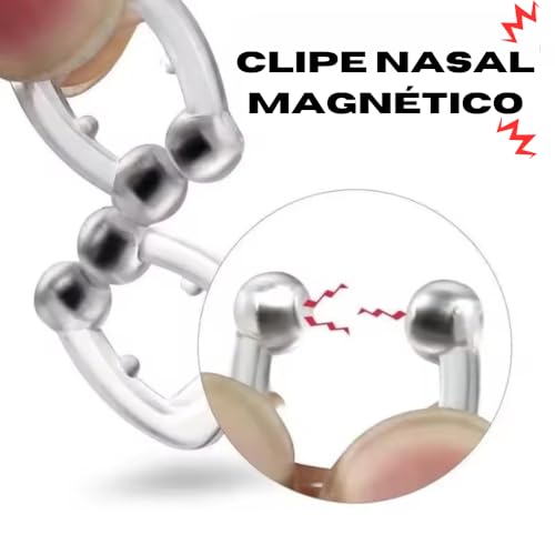Dilatador Nasal Magnético Anti-Ronco, Kit com 2 Clipes Transparentes