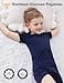 JunNeng Bamboo Viscose Toddler Pajamas,Baby Boy Girl Solid Snug Fit Short Sleeve Summer Sleepwear PJS,Dark Green+Dark Blue 18-24 Months