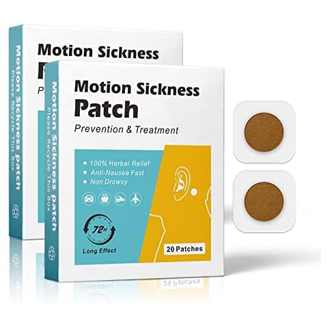 Motion Sickness Patches, Anti Nausea Sea Sickness Patch,Relieve Vomiting, Nausea, Dizziness Resulted from Travel of Cars, Ships, Airplanes, Fast Acting and No Side Effects (40count) Cover