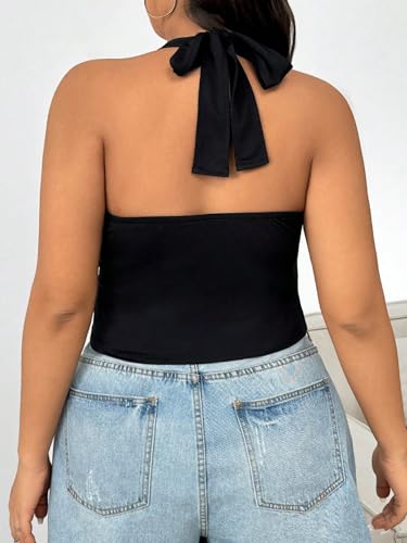 SOLY HUX Women's Plus Size Sexy Halter Deep V Neck Tank Top Backless Sleeveless Slim Fitted Going Out Crop Tops2