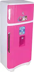 Geladeira Infantil Duplex Princesa Rosa, Brinquedo de Cozinha para Meninas, Polipropileno, a partir de 4 Anos