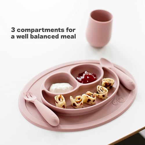 ezpz Mini Mat Suction Plate (Sage) — Three-Compartment Silicone Feeding Placemat — view 6