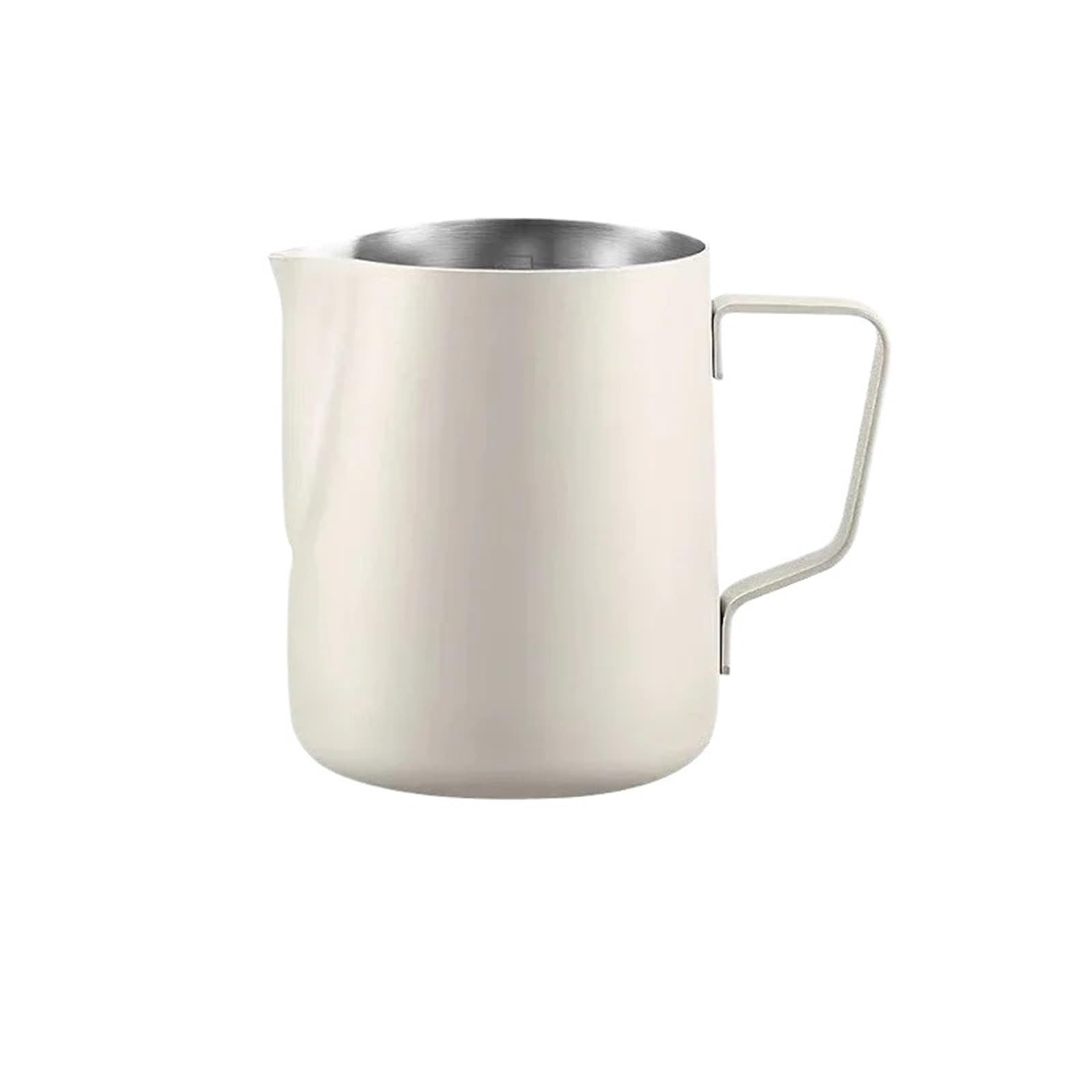 2 pz 350/600 ml In Acciaio Inox Schiuma di Latte Brocca Latte Art Tazza Lungo Arrotondato Beccuccio Montalatte Brocca Cafe Uso Ufficio(White-350ML)