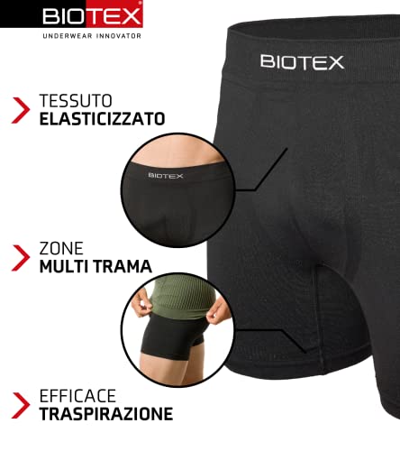 Biotex Boxer Seamless Con Fondello Imbottito Da Uomo Per Ciclismo E Mountain Bike, Intimo Tecnico Sportivo, Nero, Taglia I (Xs/S) - 4