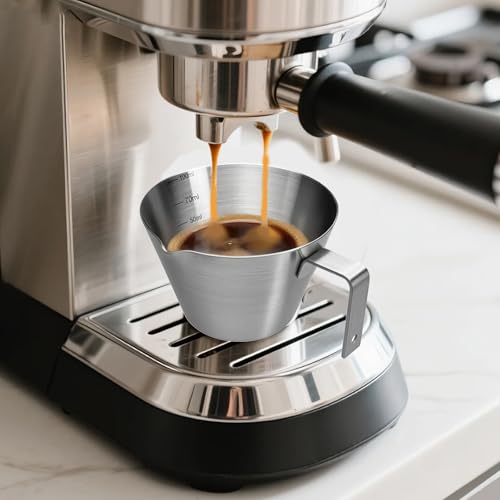 Vaso medidor espresso acero inox 100 ml con mango miniatura 6