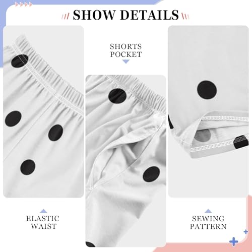 Boys' Pants Small Black Polka Dots White Long Bottoms Jogger Pants Elastic Waist Trousers with Pockets S-XL4