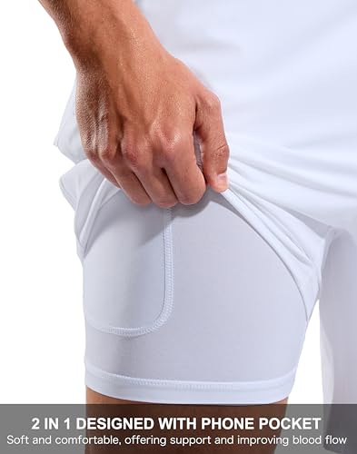 Image of G Gradual Mens Swim Trunks with Compression Liner 7 inch /9'' Quick Dry Board Shorts Swimsuit Bathing Suit for Men Zipper Pockets
