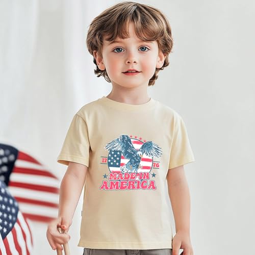 Image of Kids 4th of July Shirt USA Flag Clothes Toddler Boys Girls Children Patriotic Tee Tops 1-7 Years