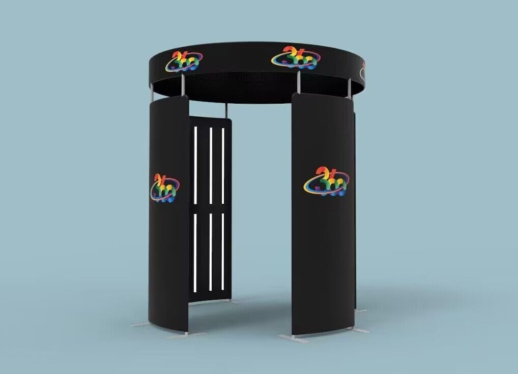 Photo Booth Enclosure, Customizable 360 Photobooth LED Enclosure Backdrop Tent with Led Lights for 360 Photo Booth Machine Party Wedding Events (24LED-10ft with top-4PCS)