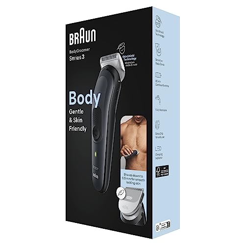 Braun Tondeuse Electrique Pour Le Corps Series 3 Homme, Torse, Aine, Aisselles, Styling Et Plus, Pour Un Rasage Doux, Aux Sabots Clipsables, Lavable, 80 Min D'autonomie, 3340