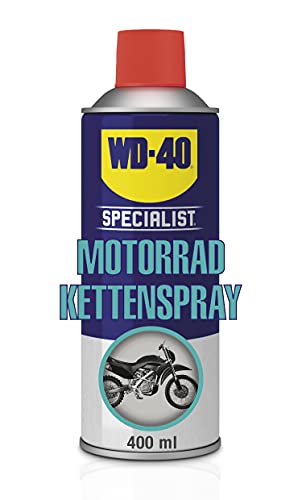 WD-40 Specialist Motorrad Kettenspray | 400ml | Lang anhaltende Schmierung | Schnell trocknend & abschleuderfest | Für O-, X-, Z-Ring-Ketten | Korrosionsschutz | Ideal für trockene Bedingungen