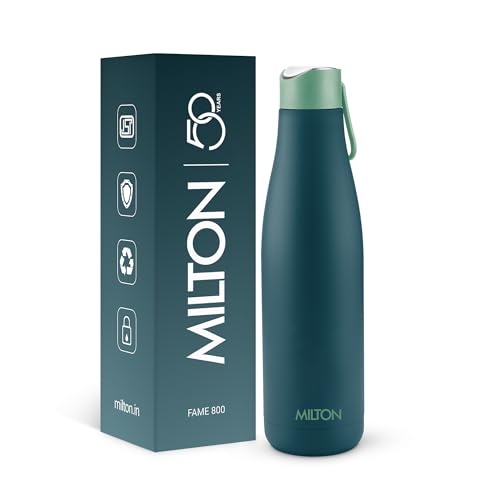 Image of Milton Fame 800 Thermosteel Water Bottle 740 ml, 24 Hr Hot and Cold I Leak Proof Lid, ISI Certified I Vacuum Insulated I for Office, Gym, School I Teal Blue