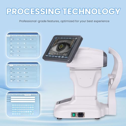 Image of Fully Automatic Refractometer Keratometer and Optometry Optical Equipment Refractor for Optometrist Clinics and Ophthalmologists (White)