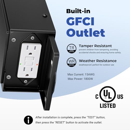 Image of Outdoor Wall Light Fixtures with GFCI Outlet, Black 2-Pack Dusk to Dawn Outside Lighting Fixture, Waterproof Anti-Rust Exterior Lights Fixtures, Porch Light for Front Door, Garage, Backyard