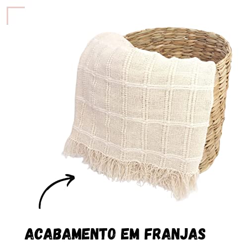 Manta para Sofá Decorativa Tear Mineiro 140x150cm Cru