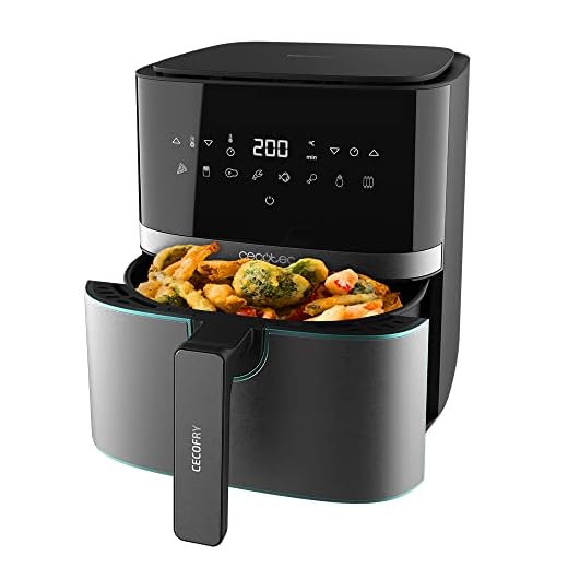 Cecotec Freidora sin Aceite de 5,5 L de Aire Caliente Cecofry Full InoxBlack 5500 Pro. 1700 W, Dietética y Digital, Panel Táctil, Acabados en Acero Inox, Tecnología PerfectCook, Termostato, 8 Modos