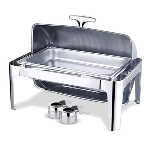 Juego de platos de acero inoxidable, bandeja para servir buffet para bodas, cumpleaños, eventos, recipiente calentador de alimentos para encimera y artículos esenciales para fiestas
