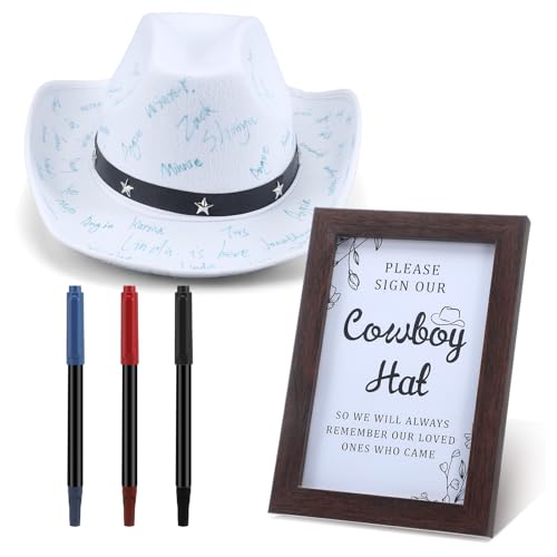 Chicingyou 6 Pcs Cowboy Hat Baby Shower Guest Book Alternatives