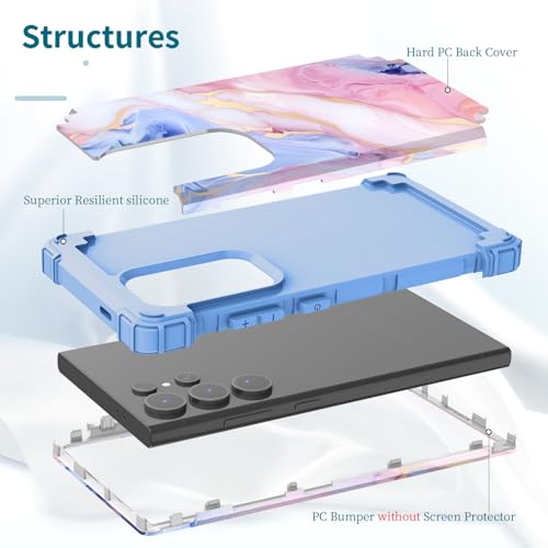 PIXIU Unique Pattern Compatible with Samsung Galaxy S25 Ultra case, Heavy Duty Dual Layer Shockproof Full-Body Protective Sturdy Hybrid Cute Rugged Case for Women,Girls,Kids-Marble by PIXIU - Image 7