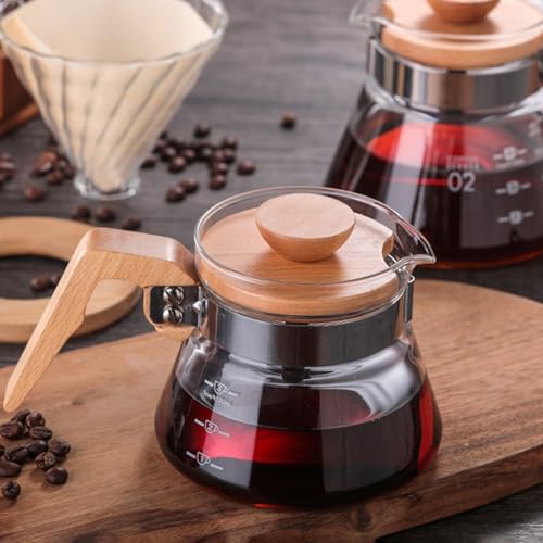 Jarra de café de 400 ml tipo taza de medición con cuello de madera natural 5