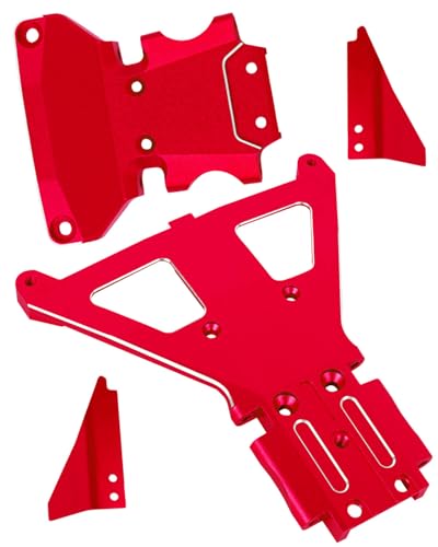 RCMYou RC Aluminum Front Rear Bulkhead Upgrades Part for 1/10 Slash Rustler F0rd Fiesta 4X4,1/8 Jato 4wd,Alloy Front Bulkhead Rear Bulkhead Hop Ups,Red