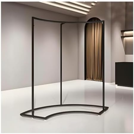Black Half Round Clothing Display Rack - Floor Standing Garment Rack for Retail Stores - Curved Clothes Hanging Rack - Size: 87x45x155cm - Perfect for Showcasing Apparel