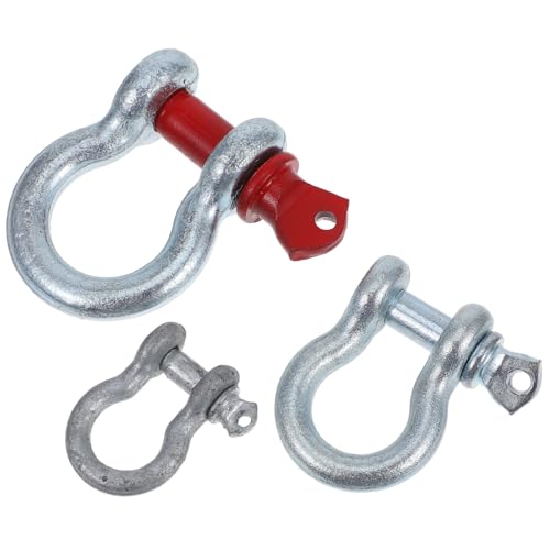 ABOOFAN 3pcs D-Ring Bow Shackles Galvanized Steel Tow Shackles 3/8 1/2 for Winch Truck