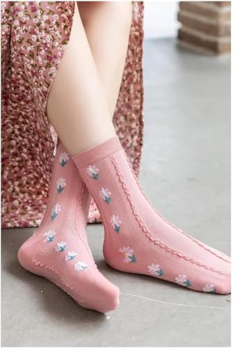 image for MarJunSep Cute Floral Crew Socks for Women Teen Girls Flower Cottageco
