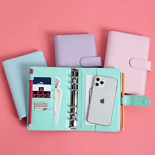 WMLBK A5 Classic Loose Leaf Notebook - Planner Diary,PU Leather Notebook Binder-Personal Agenda Planner Binder,Macaron Colour (Blue)