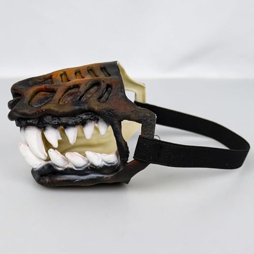 Scary Dog Muzzle for Halloween,Gruseliger Werwolf-Hundemaulkorb mit großen Zähnen – Bunte Zombie-Maske, lustiges Kostüm für Halloween (1 Stück, 32cm)