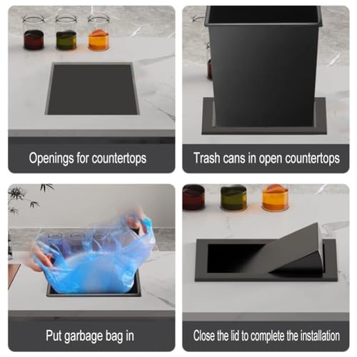 Stainless Steel Swing Lid Waste Chute Cover for Countertop Trash Bins, Durable Flap Design for Easy Disposal, Stylish & Functional Kitchen Accessory