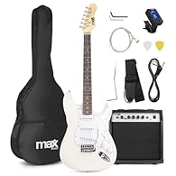 Ready-to-play electric guitar bundle featuring a 21-fret S-style guitar with glossy white finish, ideal for beginners, learners and aspiring guitarists looking to dive straight into music. Versatile 40W amplifier equipped with powerful 6-inch speaker...