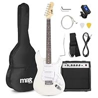 Ready-to-play electric guitar bundle featuring a 21-fret S-style guitar with glossy white finish, ideal for beginners, learners and aspiring guitarists looking to dive straight into music. Versatile 40W amplifier equipped with powerful 6-inch speaker...