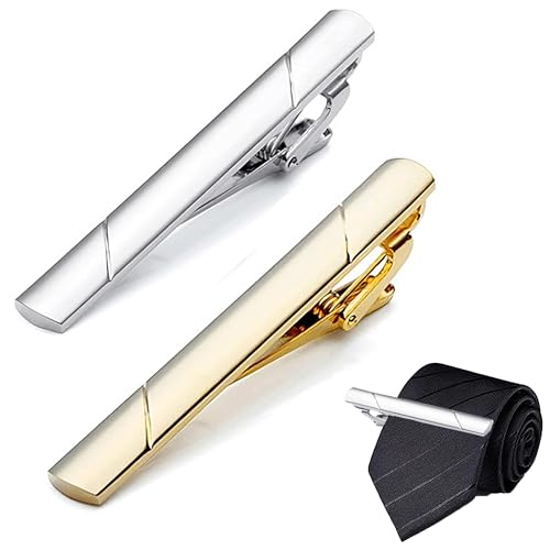 WSNDM 2PCS Pasador de Corbata, Cobre Metal Clips de Corbata Clásicos para Reunión de Negocios de Boda, Mejor Regalo para Esposo y Padre