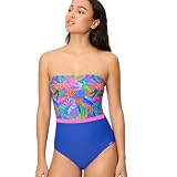 YSABEL MORA. Bañador Reductor Bandeau Estampado Tropical Copa B. con Compresión en Abdomen,Sin Aro Y con Relleno. Tirantes Desmontables Regulables. Define Y Moldea La Silueta .Colección Palms.