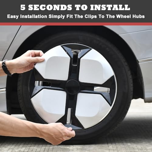 Image of Cross Silver with Black Hubcap Wheel Cover Replacement Kit 12 inch Hub Caps Wheel Rim Cover Car Exterior Accessories Pack of 4, 12 inches