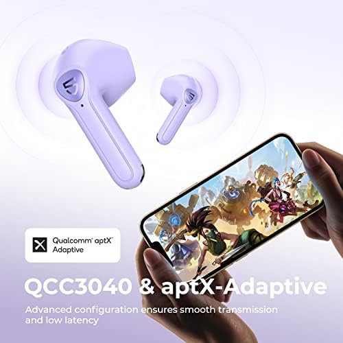 SoundPEATS Air3 Wireless Earbuds Mini Bluetooth V5.2 Earphones, Qualcomm QCC3040, aptX-Adaptive, 4-Mic and cVc 8.0 Noise Cancellation, TrueWireless Mirroring Tech, in-Ear Detection, Game Mode (Purple)