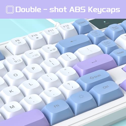 Image of Wire Gaming Keyboard,Creamy Keyboard and Mouse Combo, 7 Colorful Rainbow Backlight Classic Gaming Keyboard (White & Blue & Purple)
