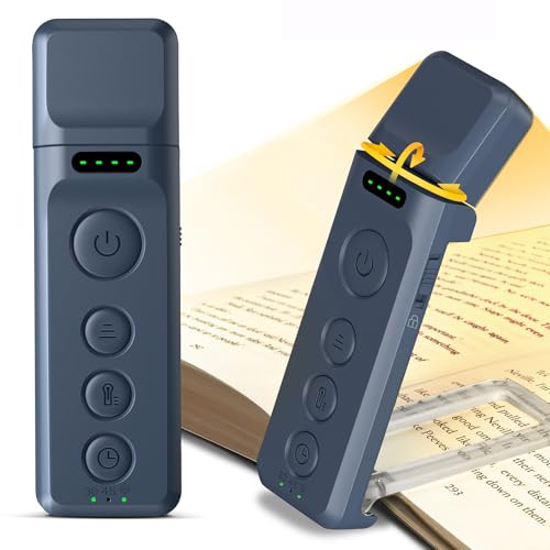 Glocusent Book Lights for Reading at Night, Rechargeable Book Light Clip on - 3 Colors & 5 Brightness, Reading Lights for Books in Bed with Sleep Aid & Timer, Travel Lock, Perfect for Bookworms, Kids