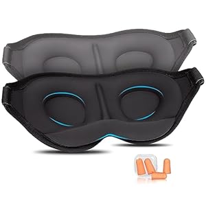 Masque de Nuit, 2 Masque de Sommeil 3D Doux et Confortables, Convient à Divers Scénarios et Apporte à Chacun un Sommeil Paisible Adapté Aux Hommes et Aux Femmes (Noir & Gris)