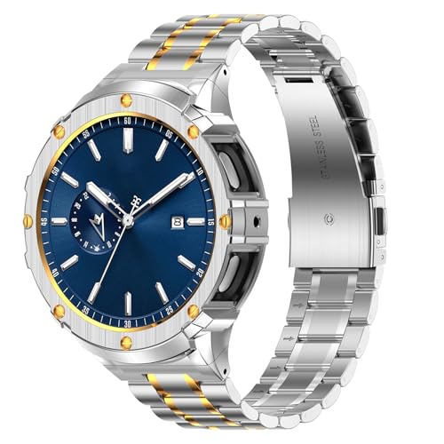 SUPLINK for Galaxy Watch 5 Pro �o���h 45mm�C��� �����P�[�X �����o���h�X�e�����X�| ���߉\�C�Ή� Samsung Galaxy Watch 5 pro Band �j�p (�V���o�[+�S�[���h)